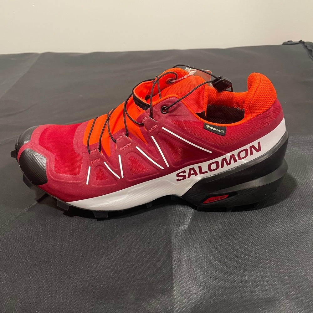 Salomon Speedcross GTX Mens Trail Running Shoes Red Orange Waterproof 475691